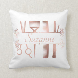 Personalisierte Rose Goldhaar Stylist Friseur Kissen