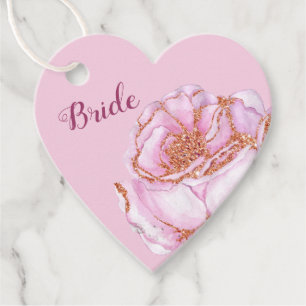 Personalisierte Rose in Rosa und Gold Geschenkanhänger