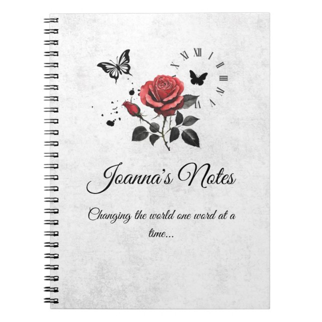 Personalisierte Rose, Ink & Time Spiral Notebook Notizblock (Vorderseite)