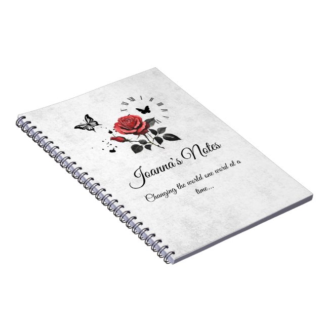 Personalisierte Rose, Ink & Time Spiral Notebook Notizblock (Rechte Seite)