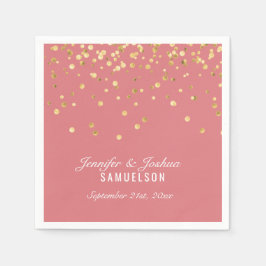 Personalisierte ROSE SALMON Gold Confetti Wedding Serviette