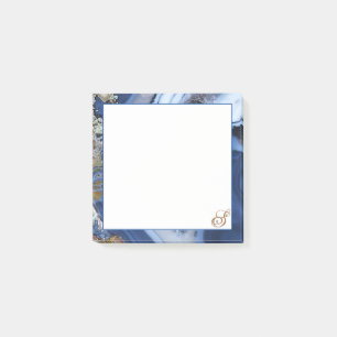 Personalisierte Rose White Navy Blue MARBLE Sticky Post-it Klebezettel