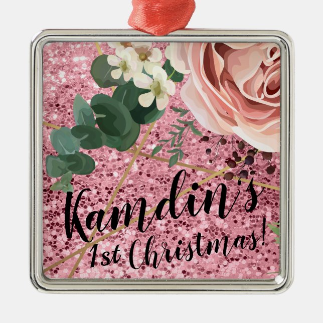 Personalisierte Rose XMAS Ornament Geometrische Ga (Vorne)