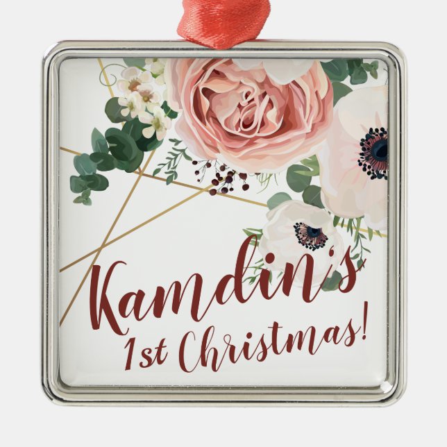 Personalisierte Rose XMAS Ornament Geometrische Ga (Vorne)