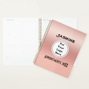 Personalisierte Roségold-Front mit Logo und Name Planer
