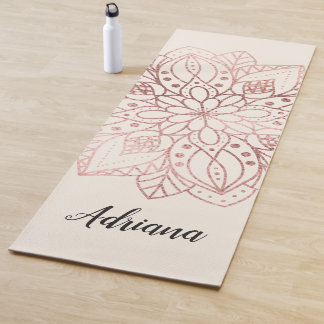 Personalisierte Roségold-Natur-Mandala Yogamatte