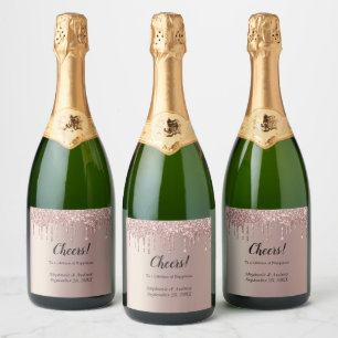 Personalisierte Roségold-Tröpfchen-Glitter-Hochzei