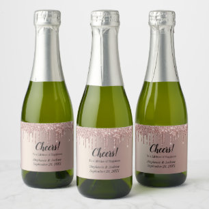 Personalisierte Roségold-Tröpfchen-Glitter-Hochzei