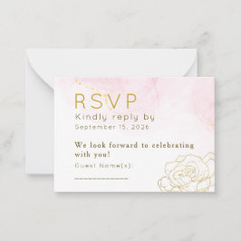 Personalisierte roségoldene Blumen-Hochzeits-RSVP Mitteilungskarte