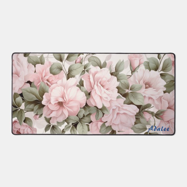 Personalisierte Rosen Blumenmatte Schreibtischunterlage (Vorderseite)