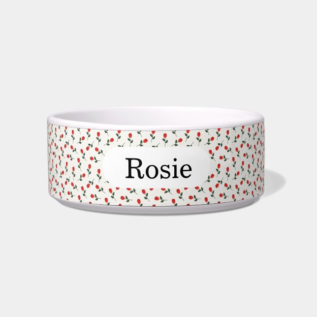 Personalisierte Rosen-Haustier-Schale Napf (Vorderseite)