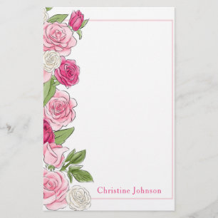 Personalisierte Rosen und Blütenrosen Briefpapier