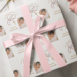 Personalisierte Rosenkranzperlen Taufe Foto Kathol Geschenkpapier