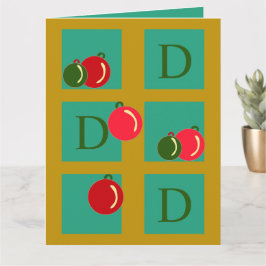 Personalisierte Rot-, Grün-, Gold-Ornamente Weihna Karte