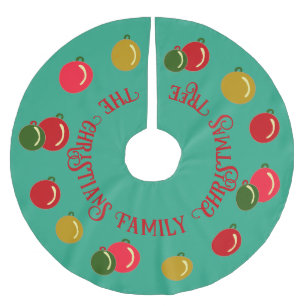 Personalisierte Rot-, Grün-, Gold-Ornamente Weihna Polyester Weihnachtsbaumdecke