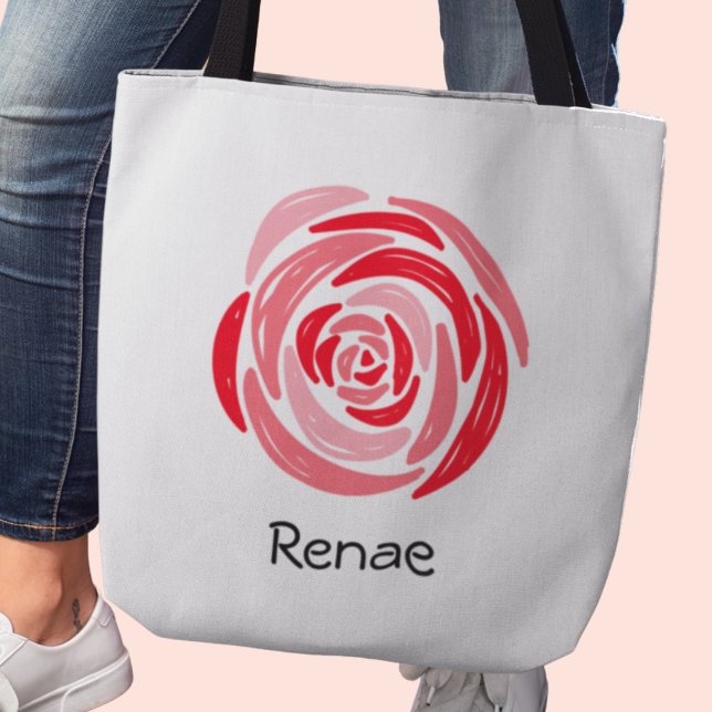Personalisierte Rot-Rosa-Tosacktasche (Customizable red rose tote bag)
