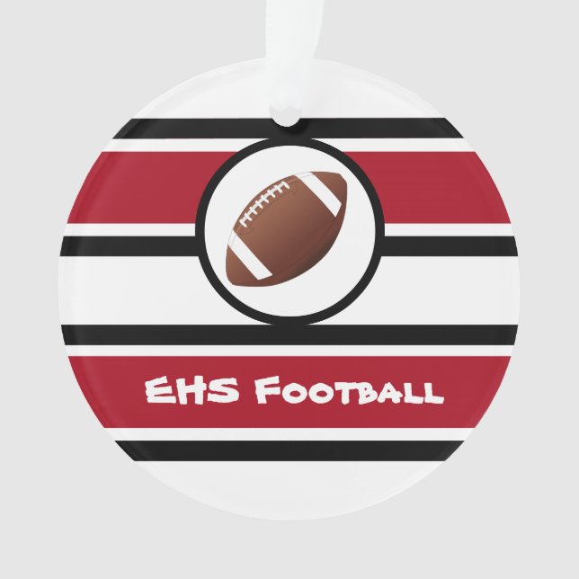Personalisierte Rot- und Schwarzer Fußballverzieru Ornament (Vorderseite)
