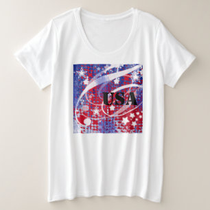 Personalisierte Rot-, Weiß- und Blautöne Große Größe T-Shirt