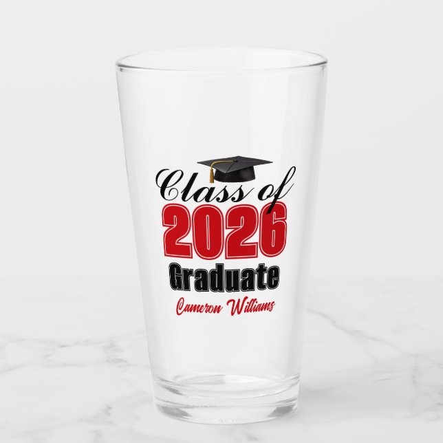Personalisierte rote Abschlussfeier der Klasse 202 Glas (Vorderseite)