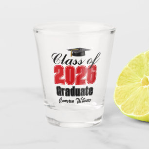 Personalisierte rote Abschlussfeier der Klasse 202 Schnapsglas