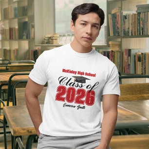 Personalisierte rote Abschlussklasse 2026 T-Shirt