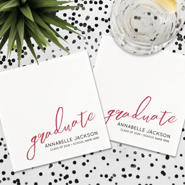 Personalisierte rote Abschlussservietten Serviette (Personalized Red Graduation Napkins)