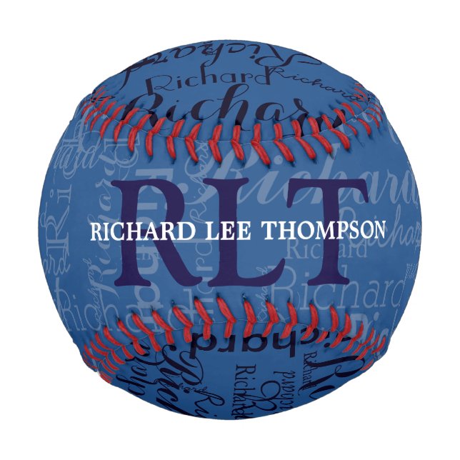 personalisierte rote/blaue Bezeichnung und Initial Baseball (Vorderseite)