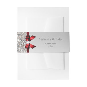Personalisierte rote Bogen-u. Diamant-Hochzeit Einladungsbanderole