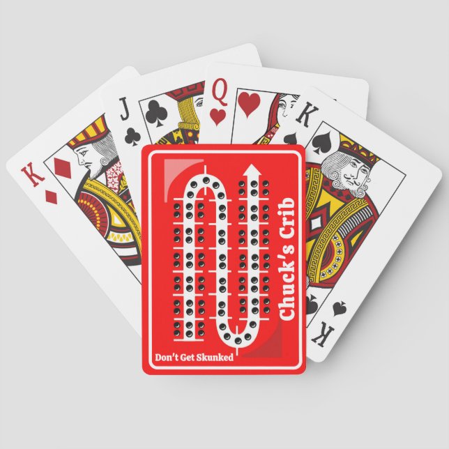 Personalisierte rote Cribbage-Spielkarten Spielkarten (Rückseite)