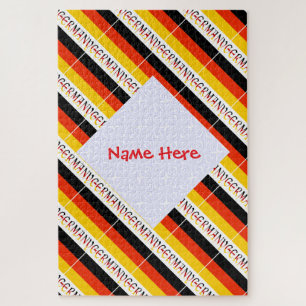 Personalisierte rote Deutschland-Flagge mit Namen Puzzle
