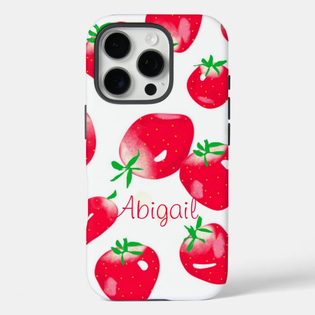 Personalisierte Rote Erdbeeren (weiß) Case-Mate iPhone Hülle (Rückseite)
