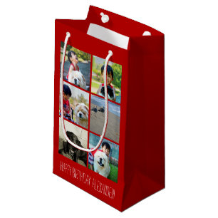 Personalisierte rote Foto-Mosaik-Bild-Collage Kleine Geschenktüte