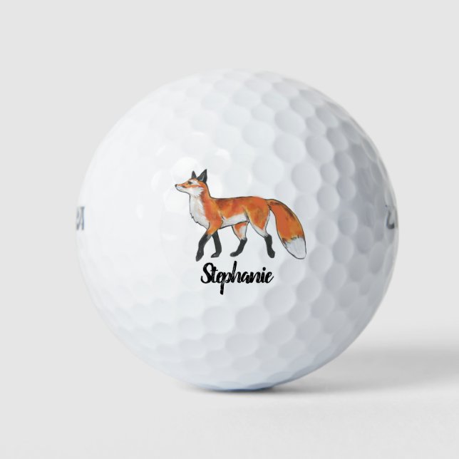 Personalisierte Rote Fox Malerei Golfball (Vorderseite)