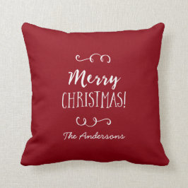 Personalisierte rote frohe Weihnachten Kissen