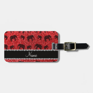 Personalisierte rote Glitternamenselefanten Gepäckanhänger