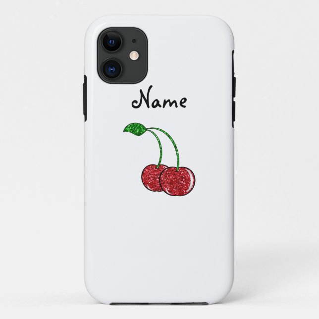 Personalisierte rote Glitternamenskirsche Case-Mate iPhone Hülle (Rückseite)