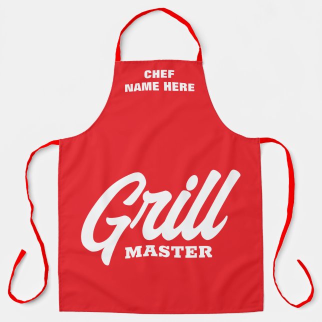 Personalisierte rote Grill Master BBQ-Schürze für  Schürze (Vorderseite)