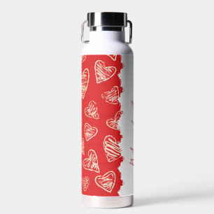 Personalisierte rote Herzstruktur Trinkflasche