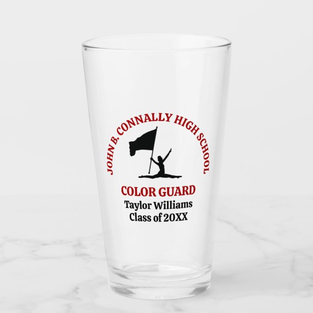 Personalisierte rote High School Color Guard Glas (Vorderseite)