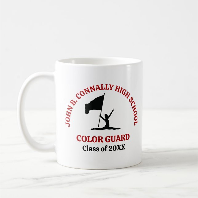 Personalisierte rote High School Color Guard Kaffeetasse (Links)