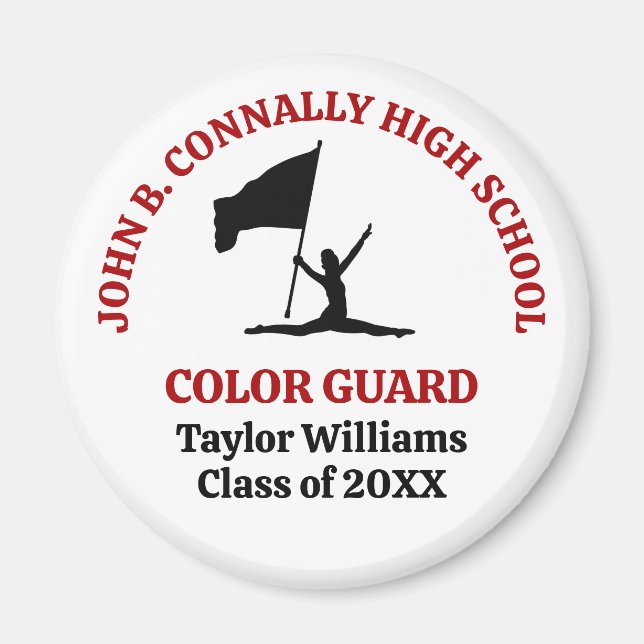 Personalisierte rote High School Color Guard Magnet (Vorne)