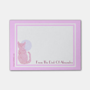 Personalisierte rote Katze und Mond Z vom Post-it Klebezettel