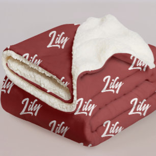 Personalisierte rote kuschelige Winterdecke für Ma Sherpadecke