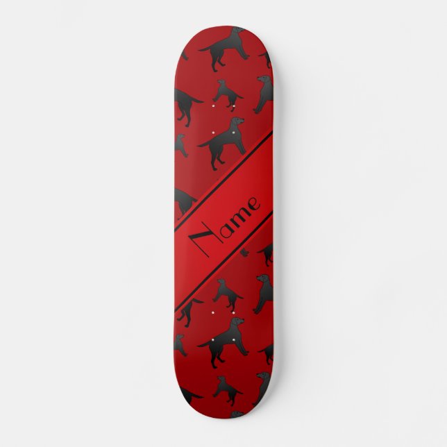 Personalisierte rote Labrador-Retrievernamenshunde Skateboard (Vorderseite)