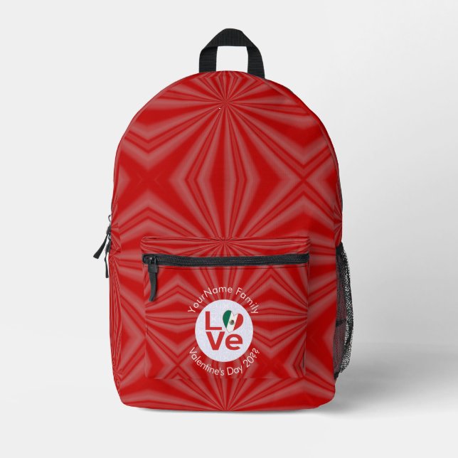 Personalisierte Rote LIEBE Bedruckter Rucksack (Vorderseite)