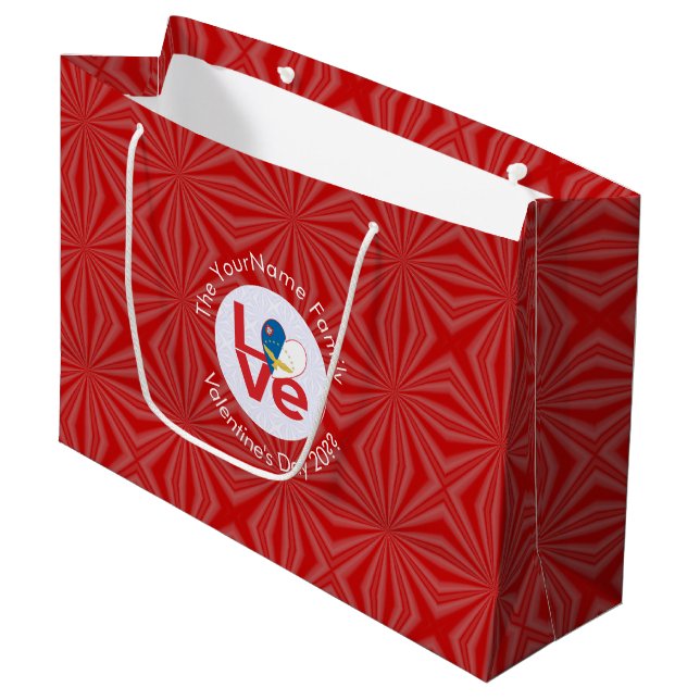 Personalisierte rote LIEBE der Azoren Große Geschenktüte (Vorderseite Schrägansicht)