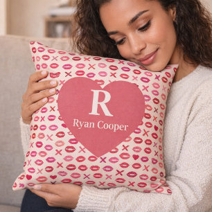 Personalisierte rote Lippen & XOXO Valentinstag-Na Kissen