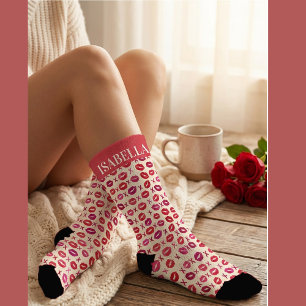 Personalisierte rote Lippen & XOXO Valentinstag Na Socken