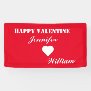 Personalisierte rote Namen Vintage Happy Valentine Banner