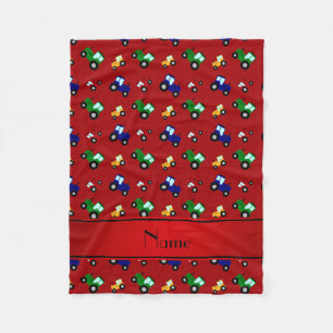 Personalisierte rote Namenstraktoren Fleecedecke